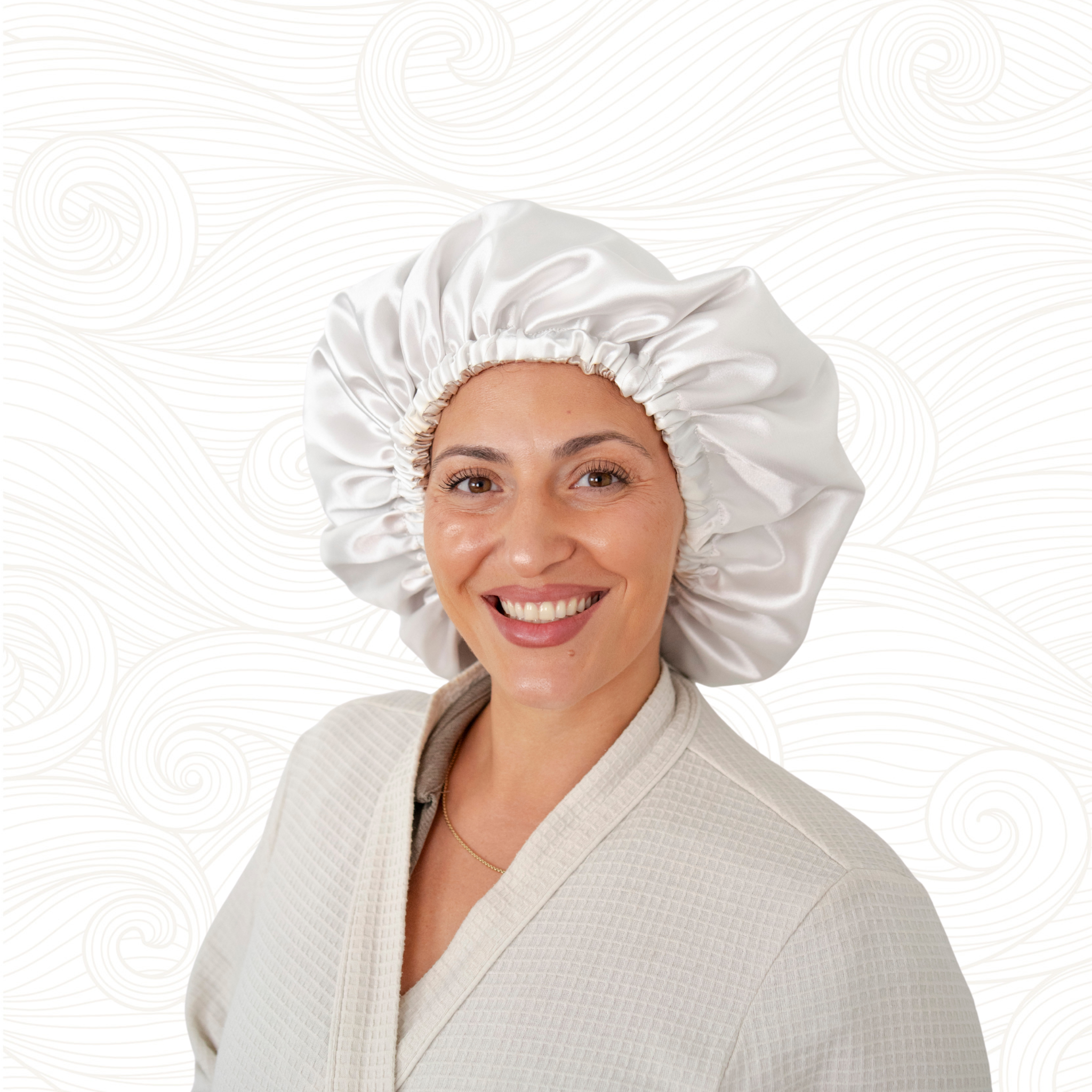 SARI CURLS | Silky Satin Bonnet - Cream / White Kopfhaube SARI CURLS