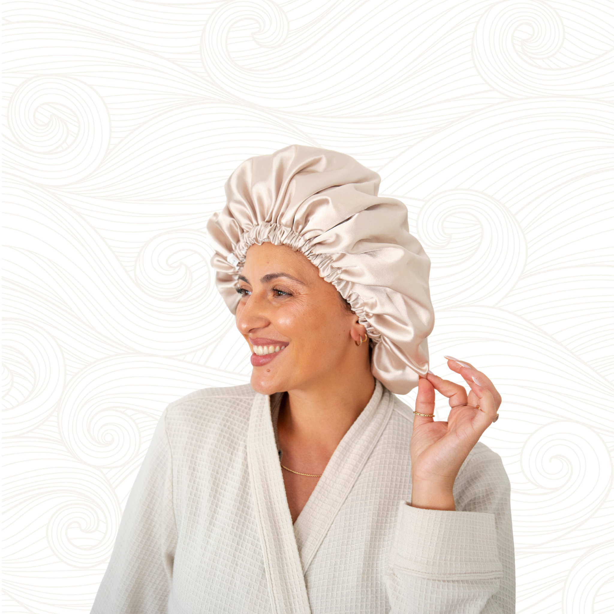 SARI CURLS | Silky Satin Bonnet - Cream / White Kopfhaube SARI CURLS