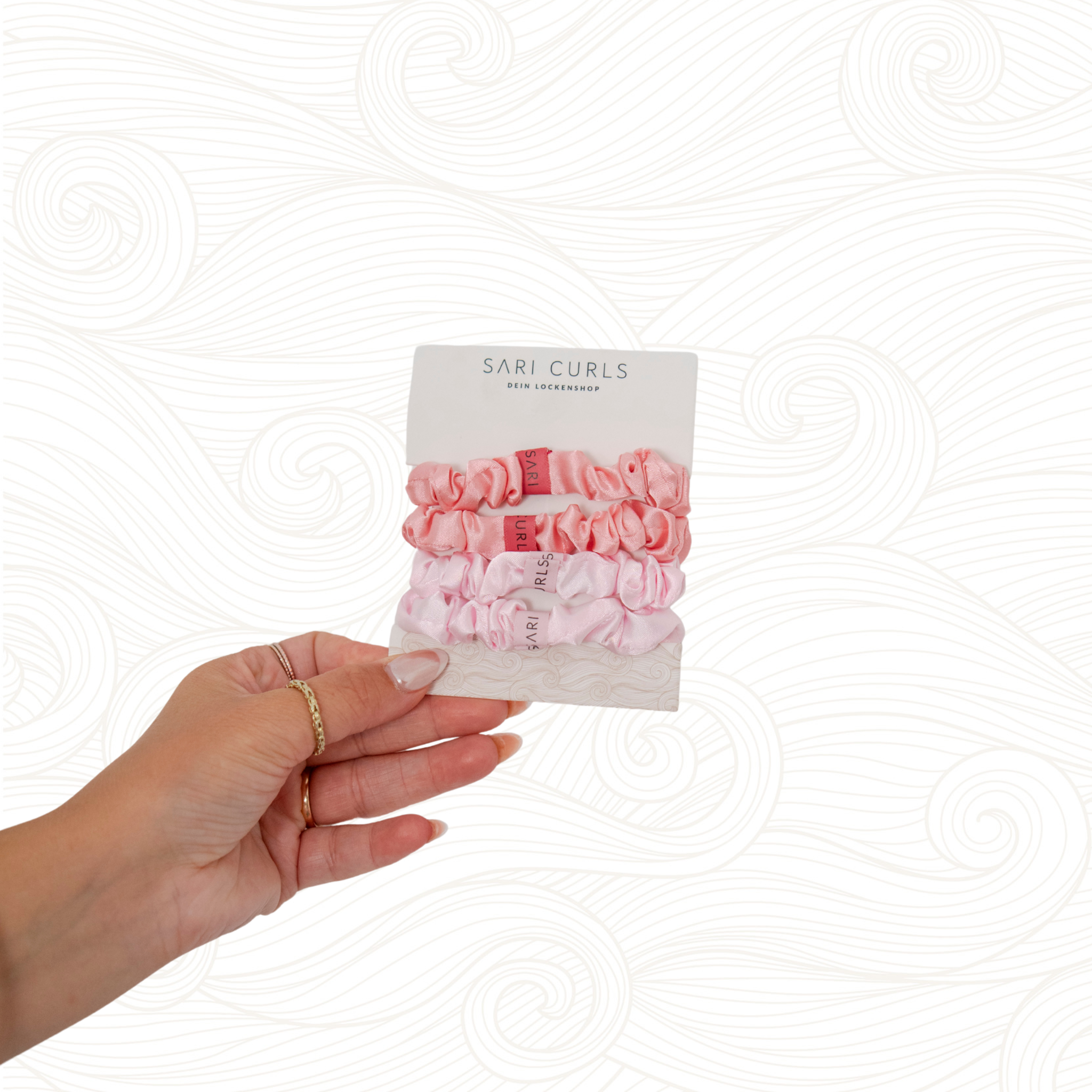 SARI CURLS | Silky Satin Small Scrunchies - 4er Set - Dark Pink / Light Pink Scrunchie SARI CURLS