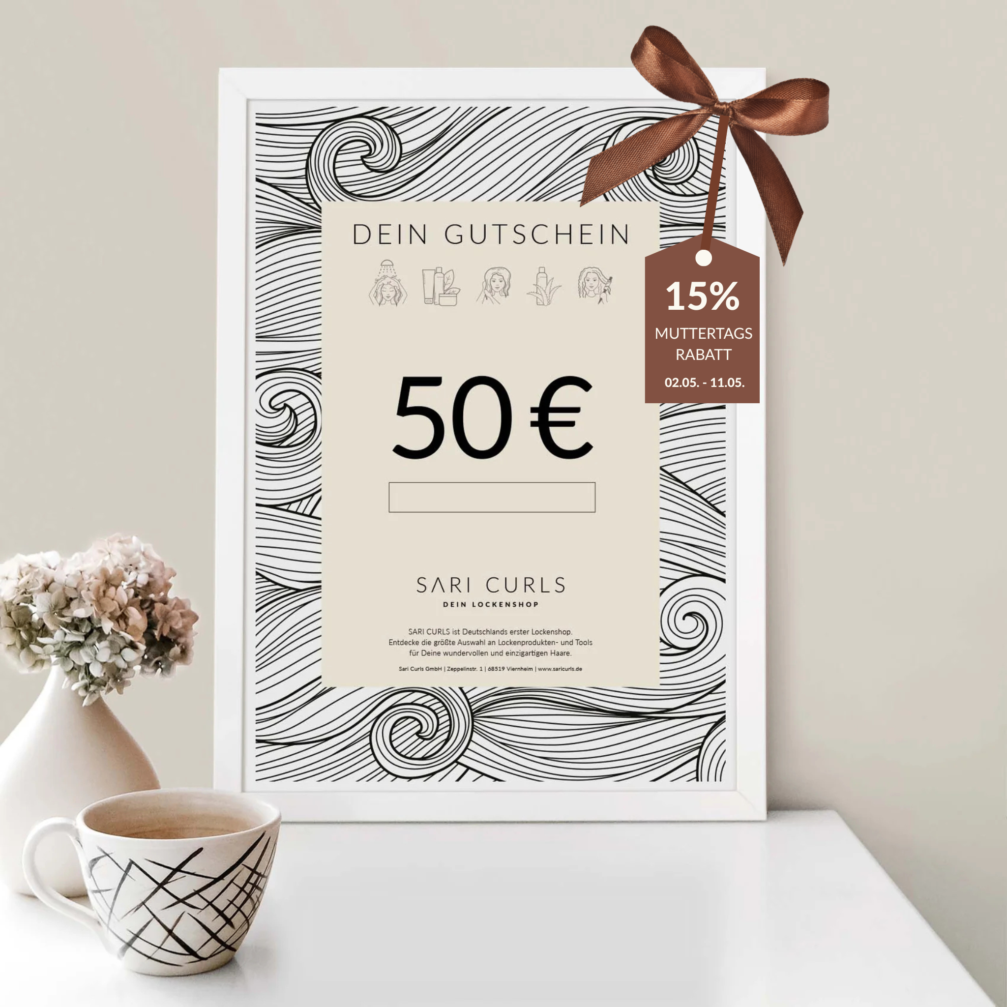 Gutschein per E-Mail | 50 Euro Geschenkgutscheine SARI CURLS | Dein Lockenshop