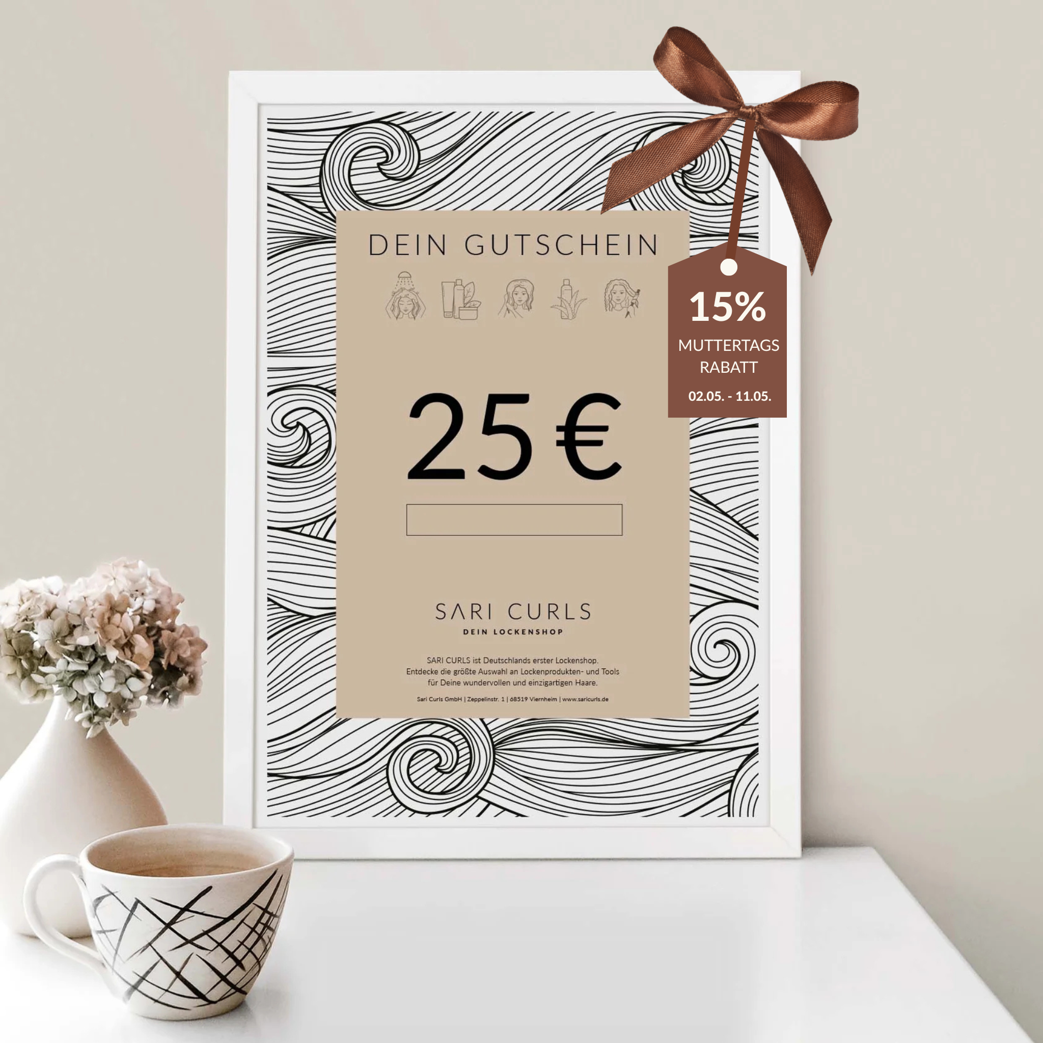 Gutschein per E-Mail | 25 Euro Geschenkgutscheine SARI CURLS | Dein Lockenshop