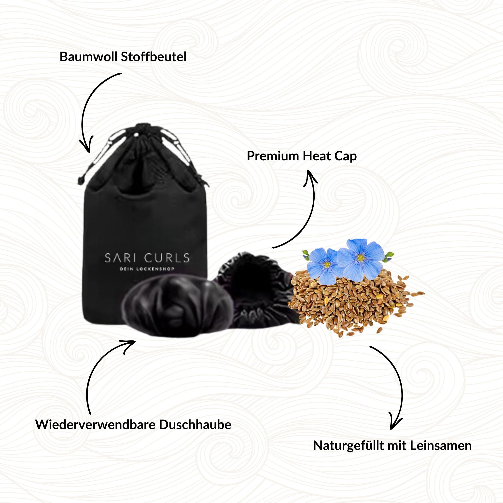 SARI CURLS | Flaxseed Heat Cap - L Heat Cap SARI CURLS