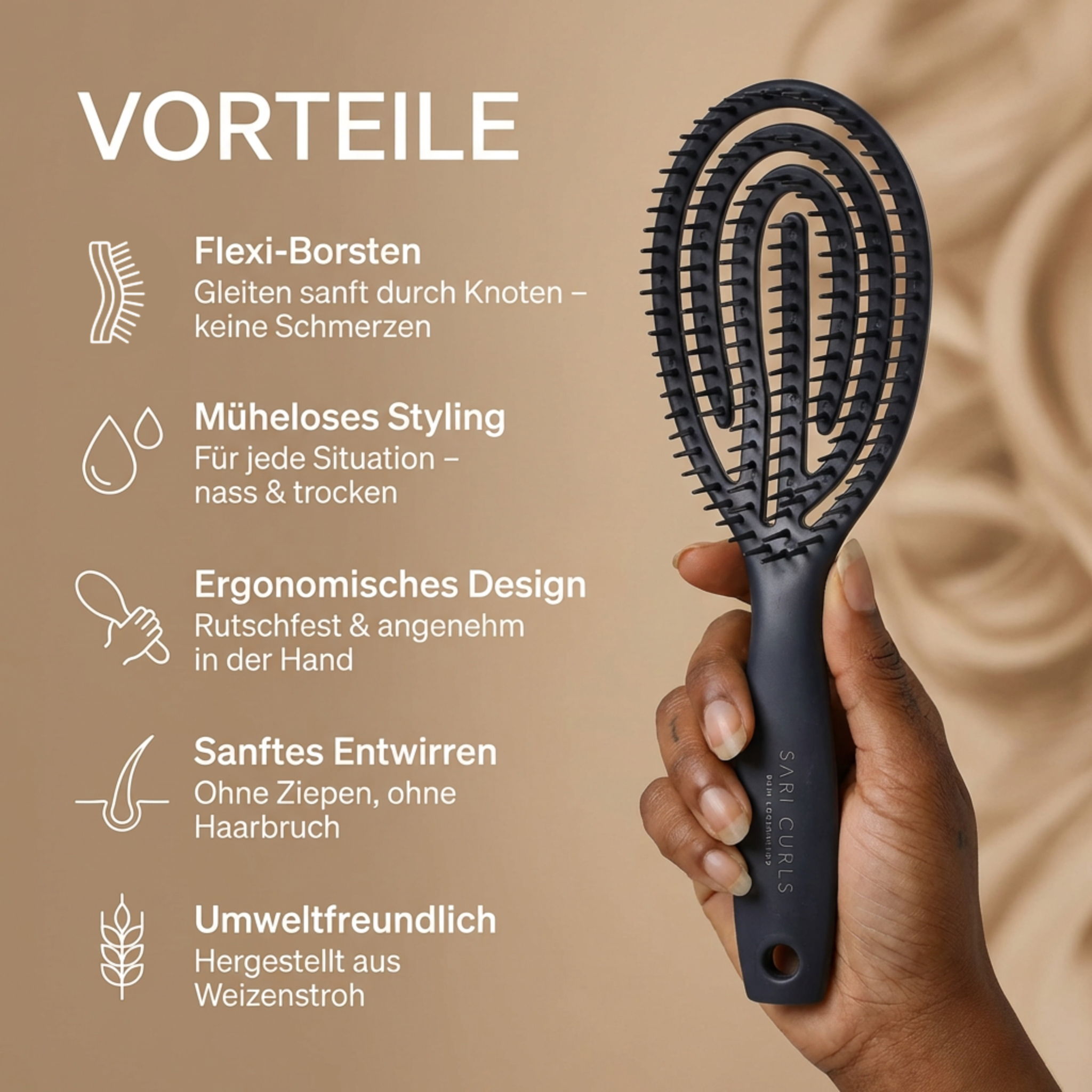 SARI CURLS | Detangling Brush - Black Edition Bürsten & Kämme SARI CURLS