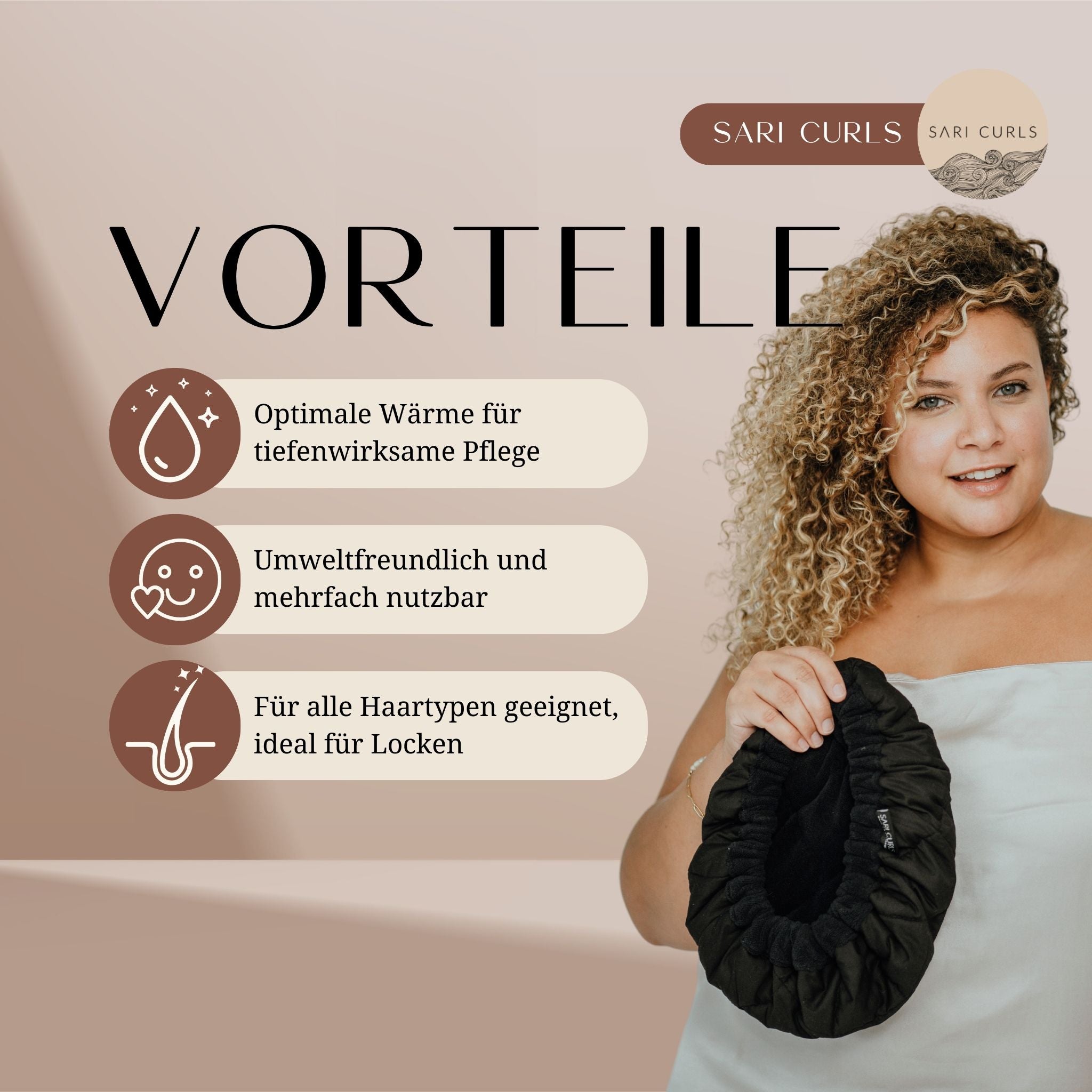 SARI CURLS | Flaxseed Heat Cap - L Heat Cap SARI CURLS