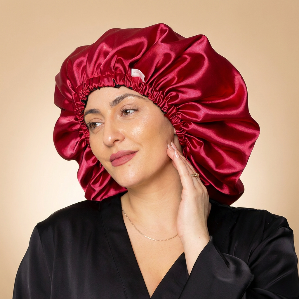 SARI CURLS | Silky Satin Bonnet - Bordeaux Red Kopfhaube SARI CURLS