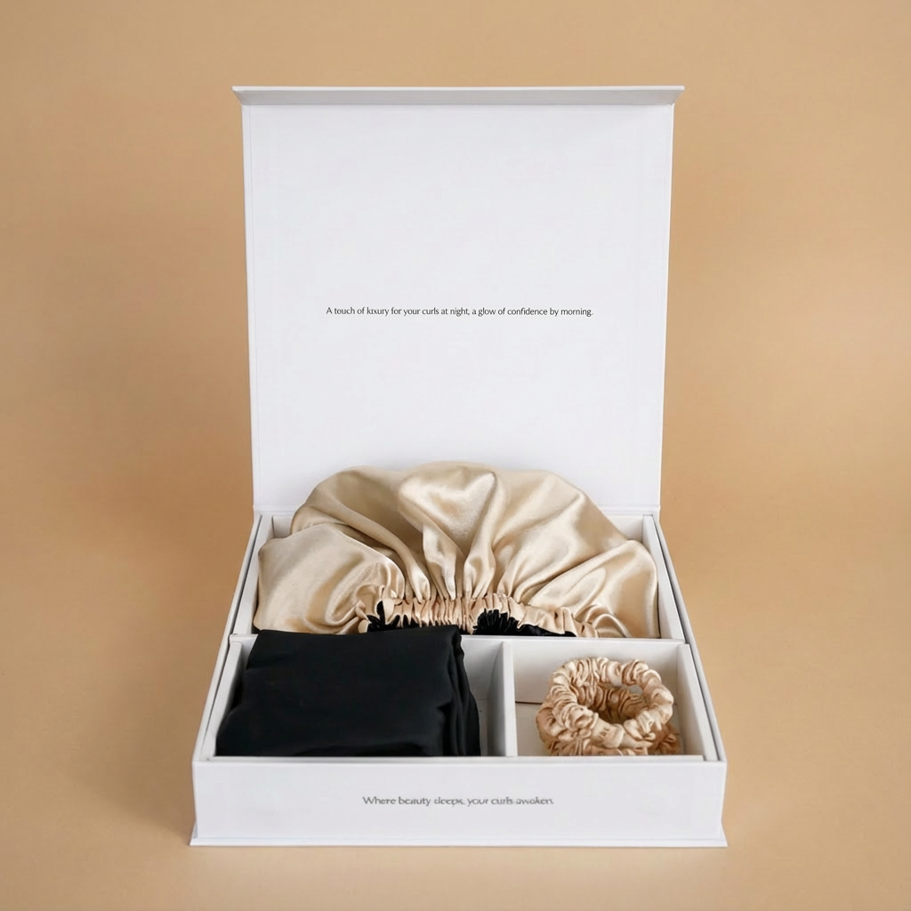 SARI CURLS | Schlaf- und Satin Box - Cream/Onyx