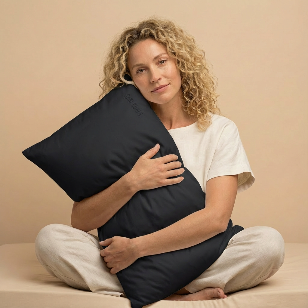 SARI CURLS | Silky 100% Bambus Kissenbezug - Onyx