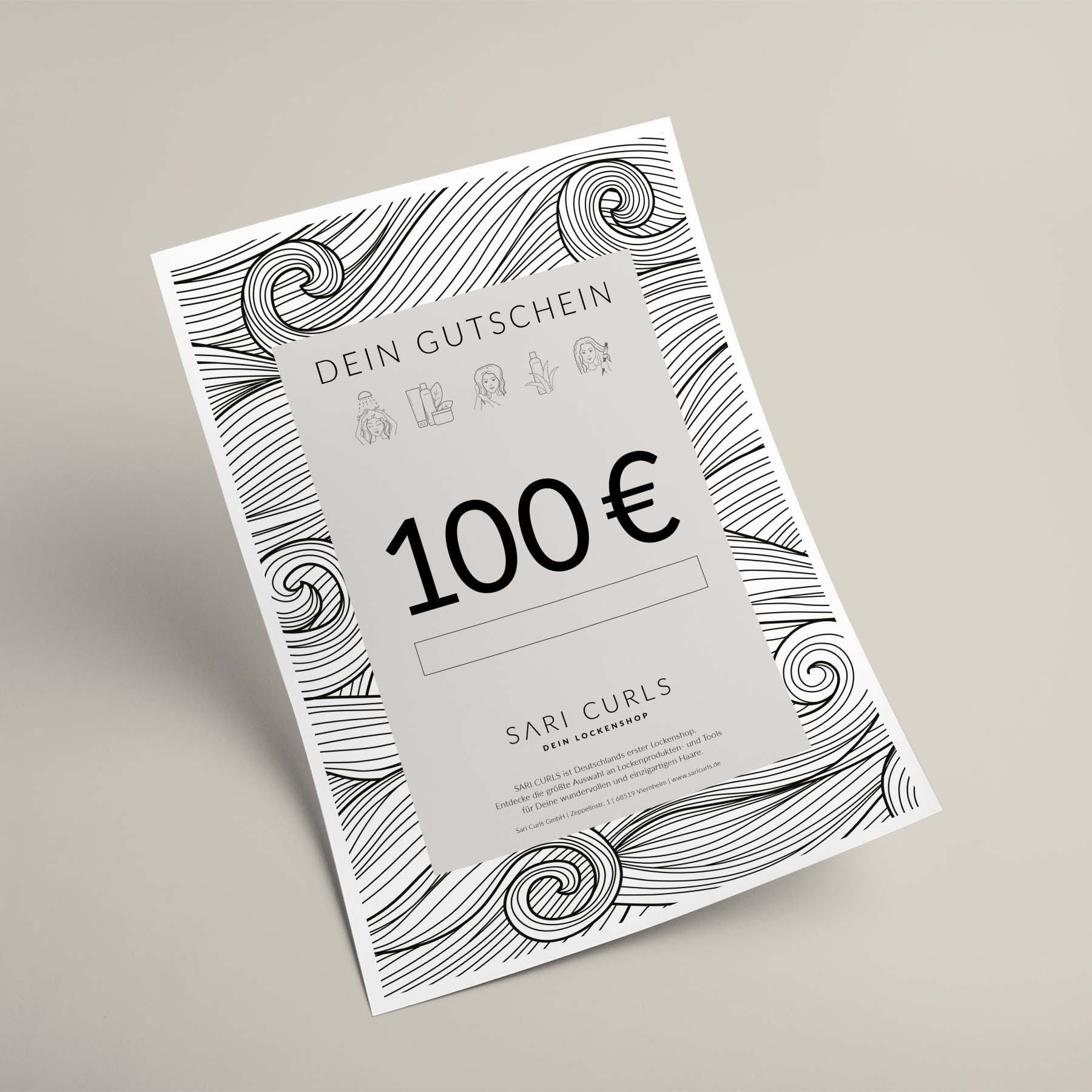 Gutschein per E-Mail | 100 Euro Geschenkgutscheine SARI CURLS | Dein Lockenshop
