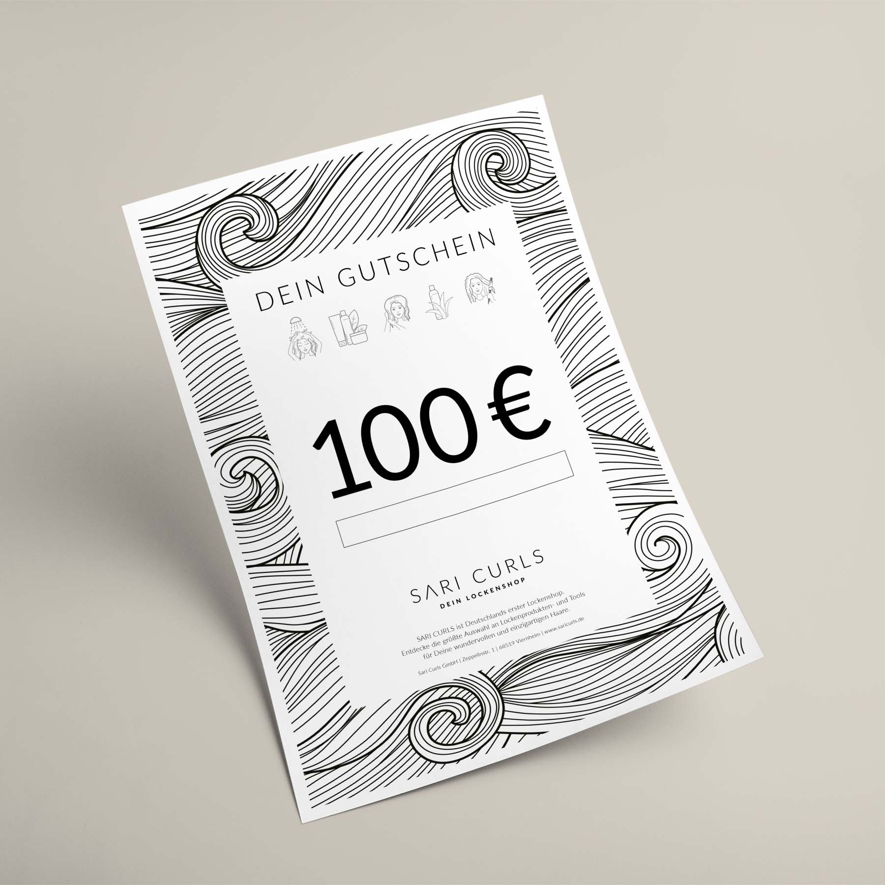 Gutschein per E-Mail | 100 Euro Geschenkgutscheine SARI CURLS | Dein Lockenshop