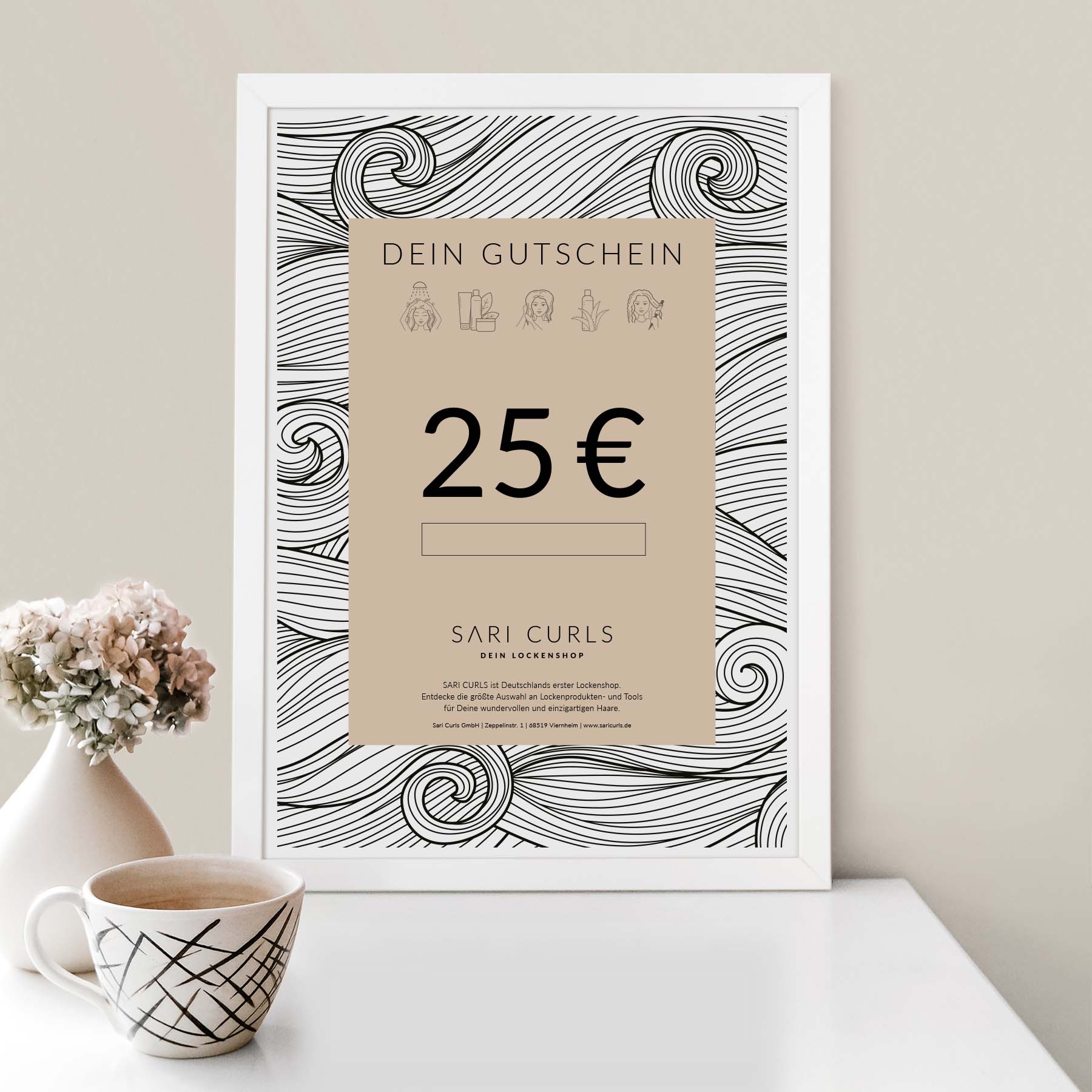 Gutschein per E-Mail | 25 Euro Geschenkgutscheine SARI CURLS | Dein Lockenshop