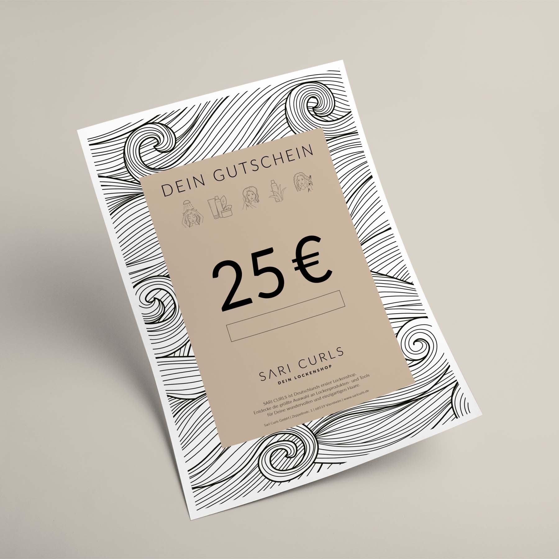 Gutschein per E-Mail | 25 Euro Geschenkgutscheine SARI CURLS | Dein Lockenshop