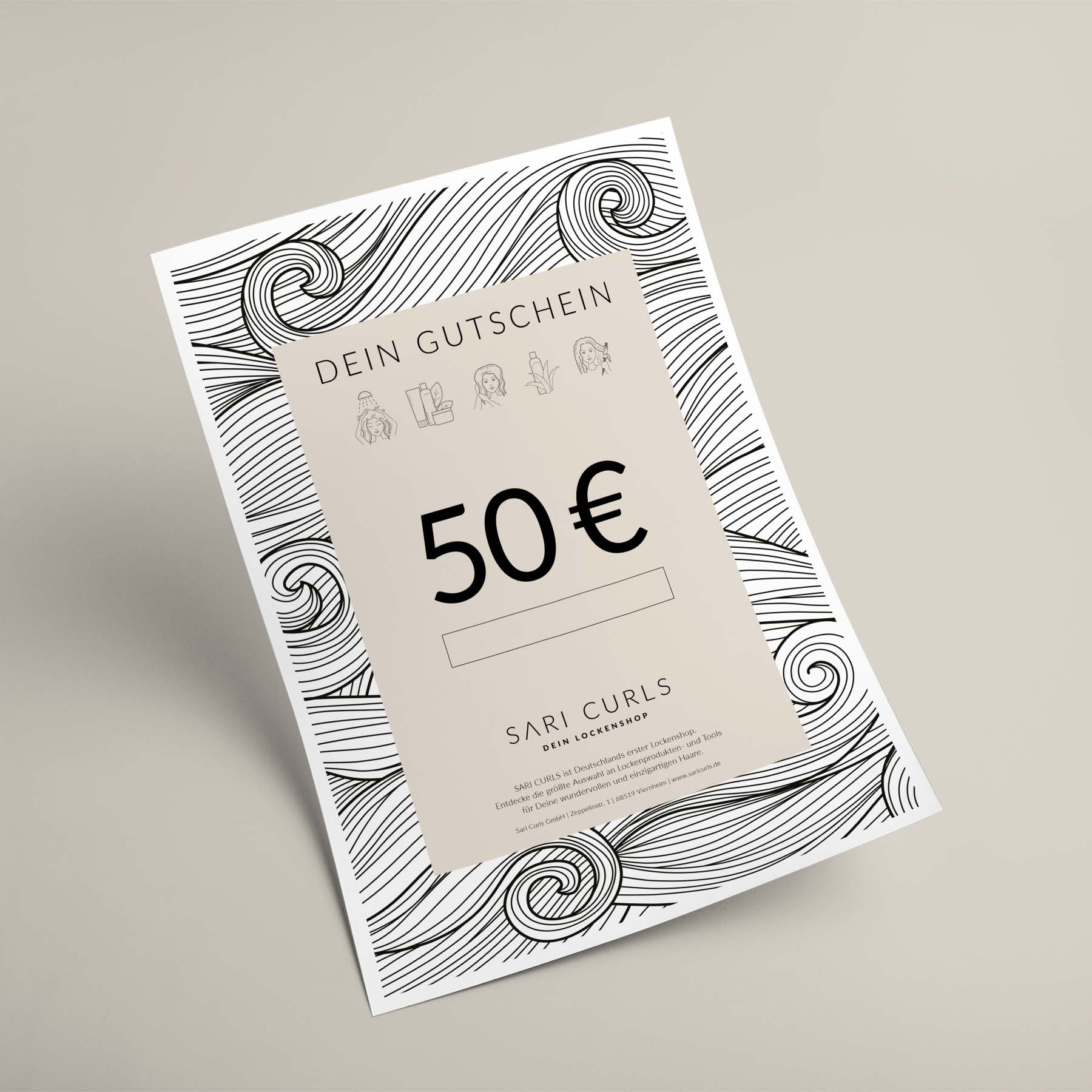 Gutschein per E-Mail | 50 Euro Geschenkgutscheine SARI CURLS | Dein Lockenshop