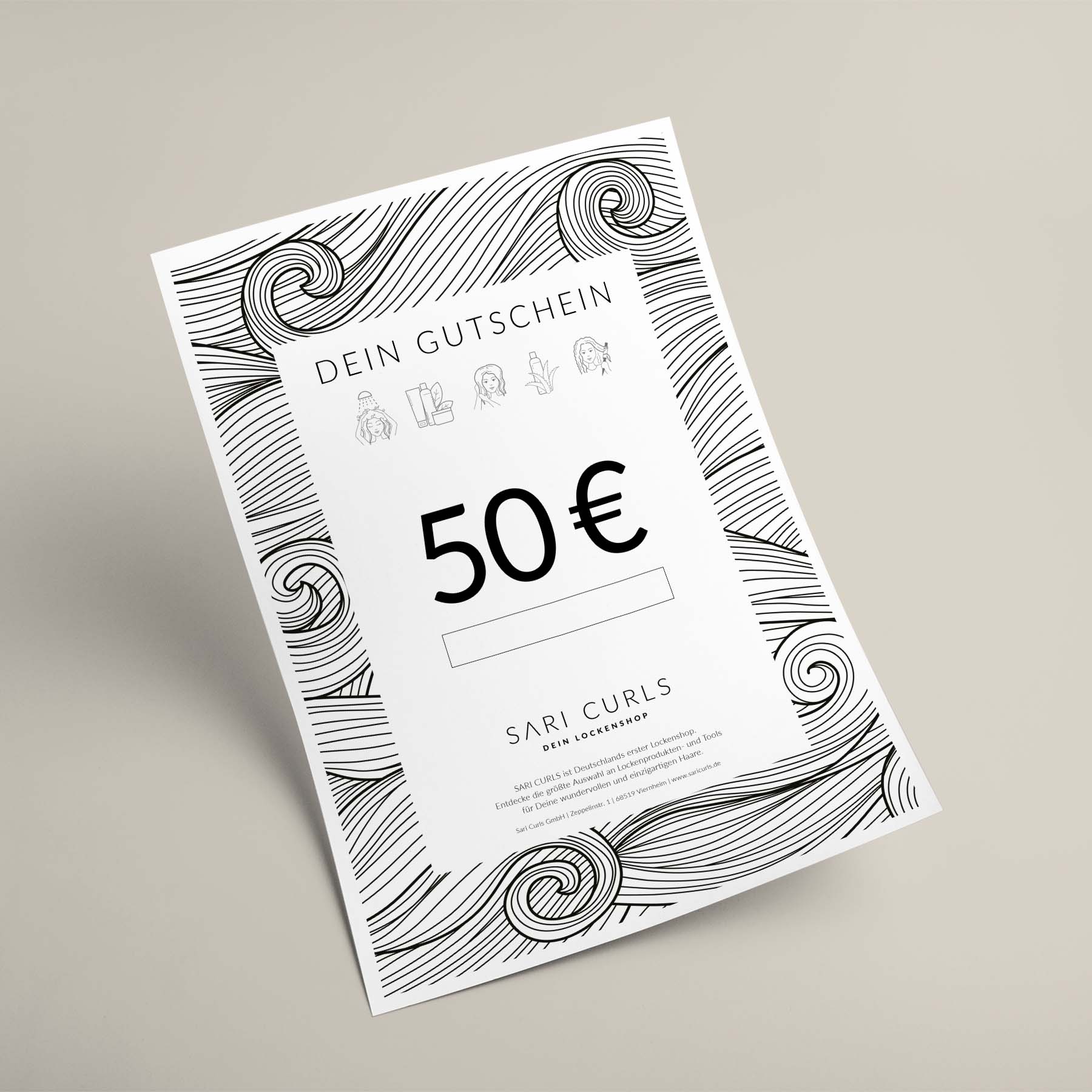 Gutschein per E-Mail | 50 Euro Geschenkgutscheine SARI CURLS | Dein Lockenshop