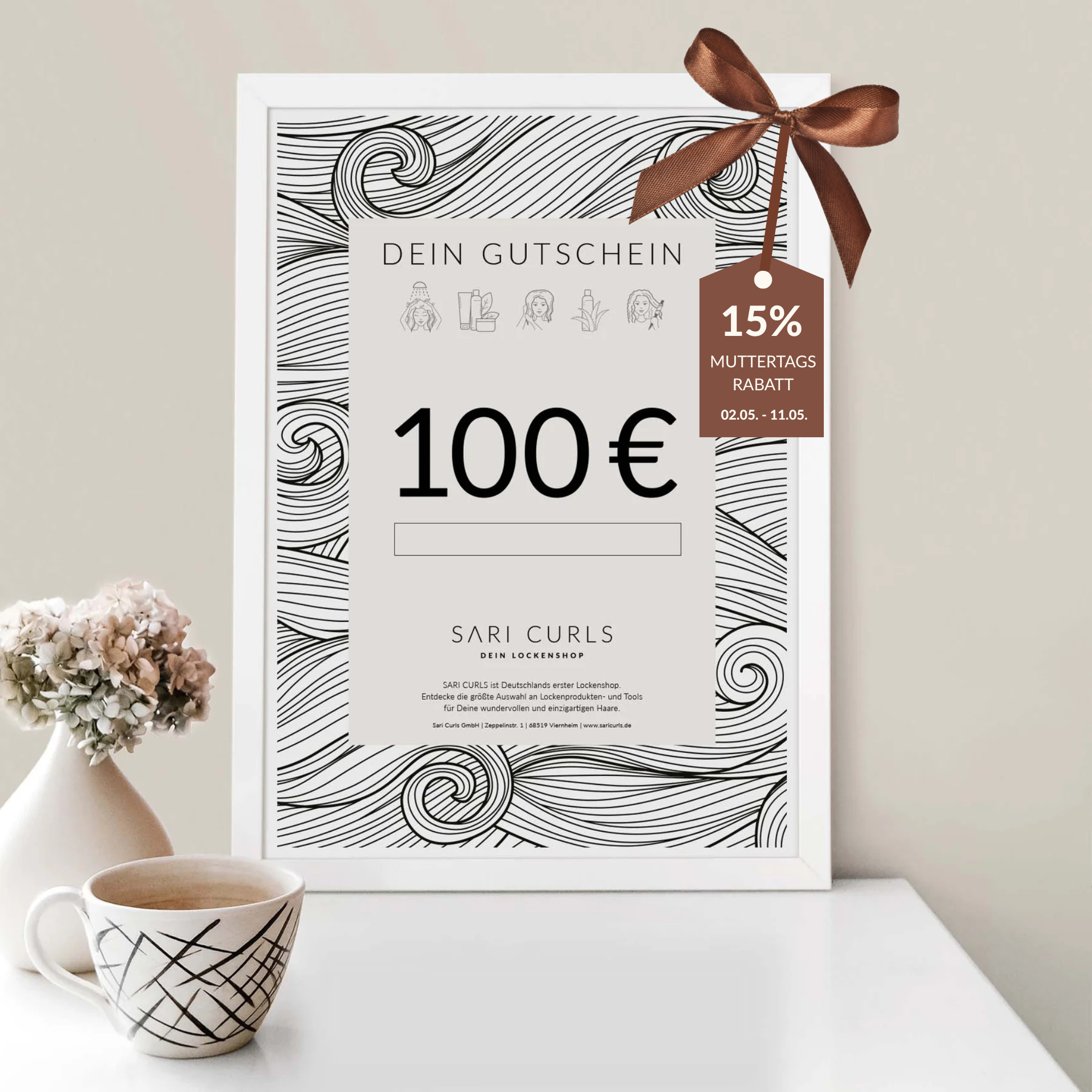 Gutschein per E-Mail | 100 Euro Geschenkgutscheine SARI CURLS | Dein Lockenshop