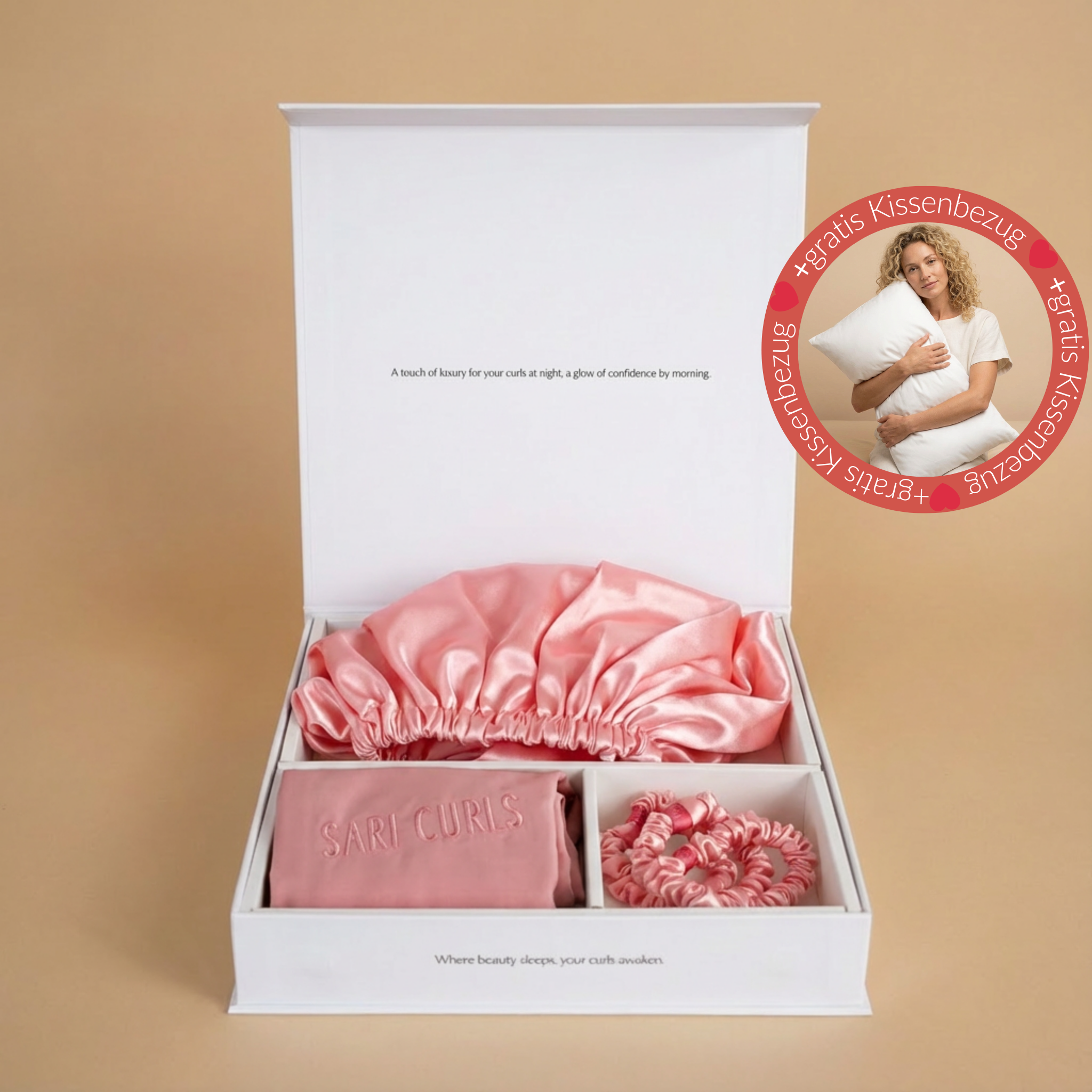 SARI CURLS | Schlaf- und Satin Box - Pink V-Day Satin Bundle SARI CURLS