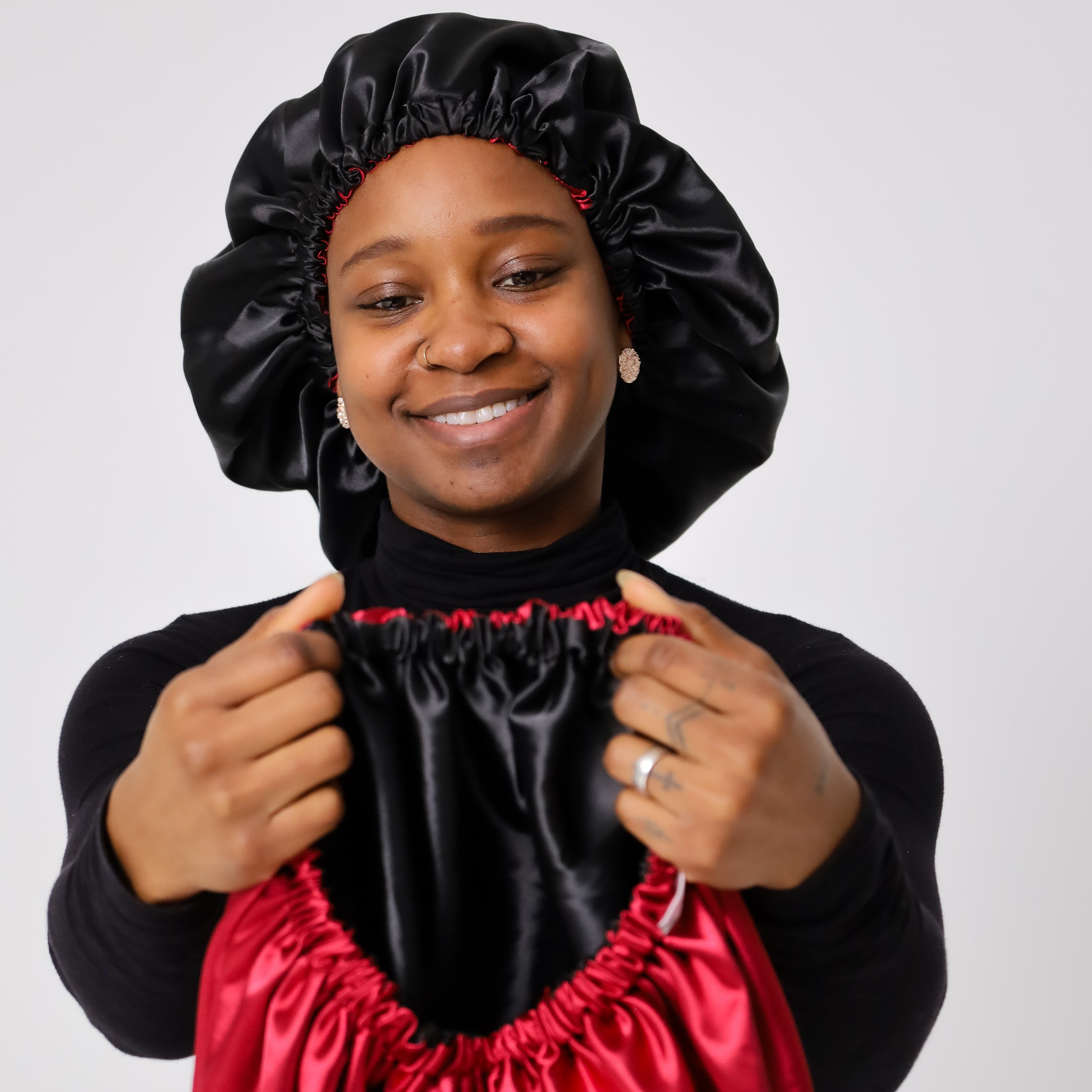 SARI CURLS | Silky Satin Bonnet - Bordeaux Red Kopfhaube SARI CURLS