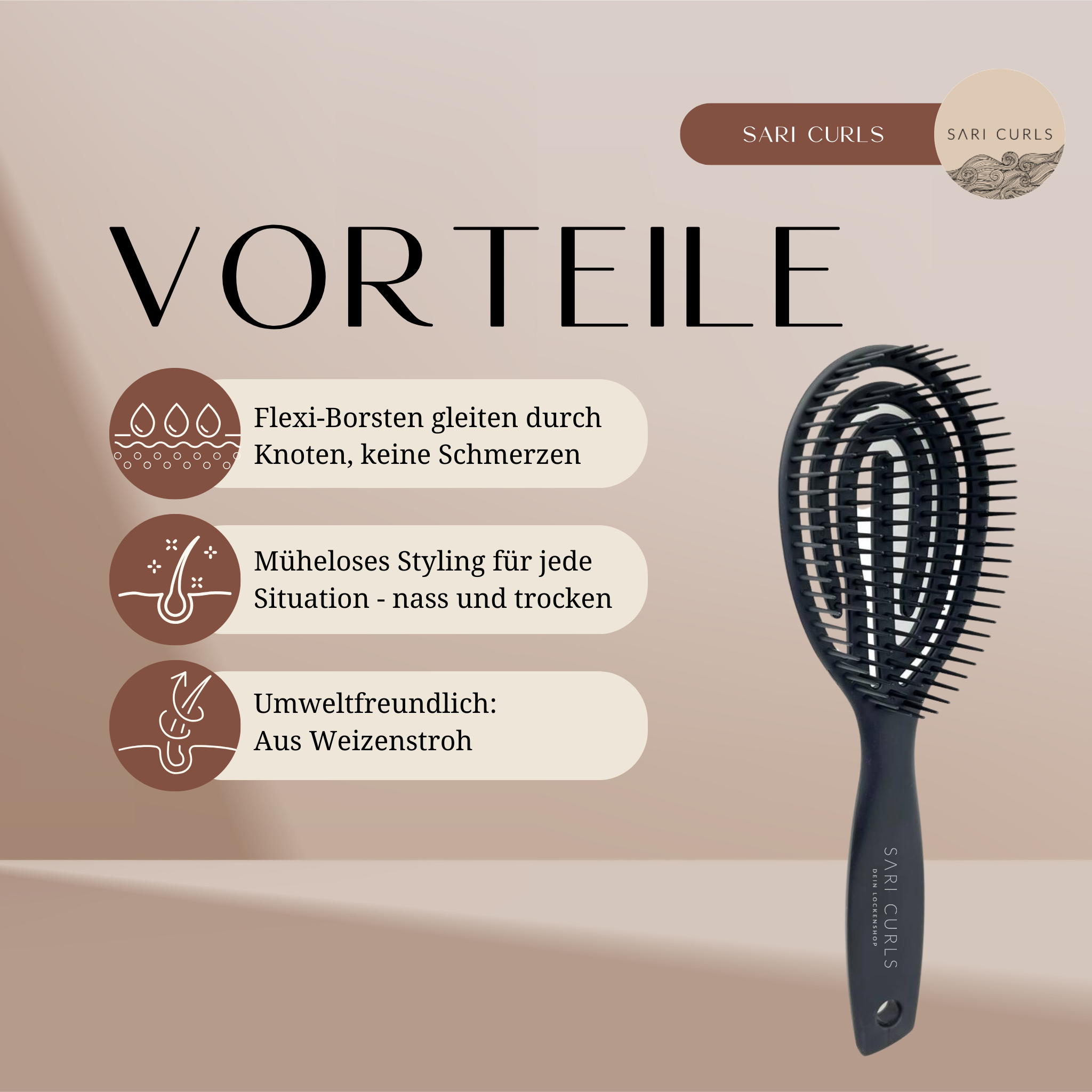 SARI CURLS | Detangling Brush - Black Edition Bürsten & Kämme SARI CURLS