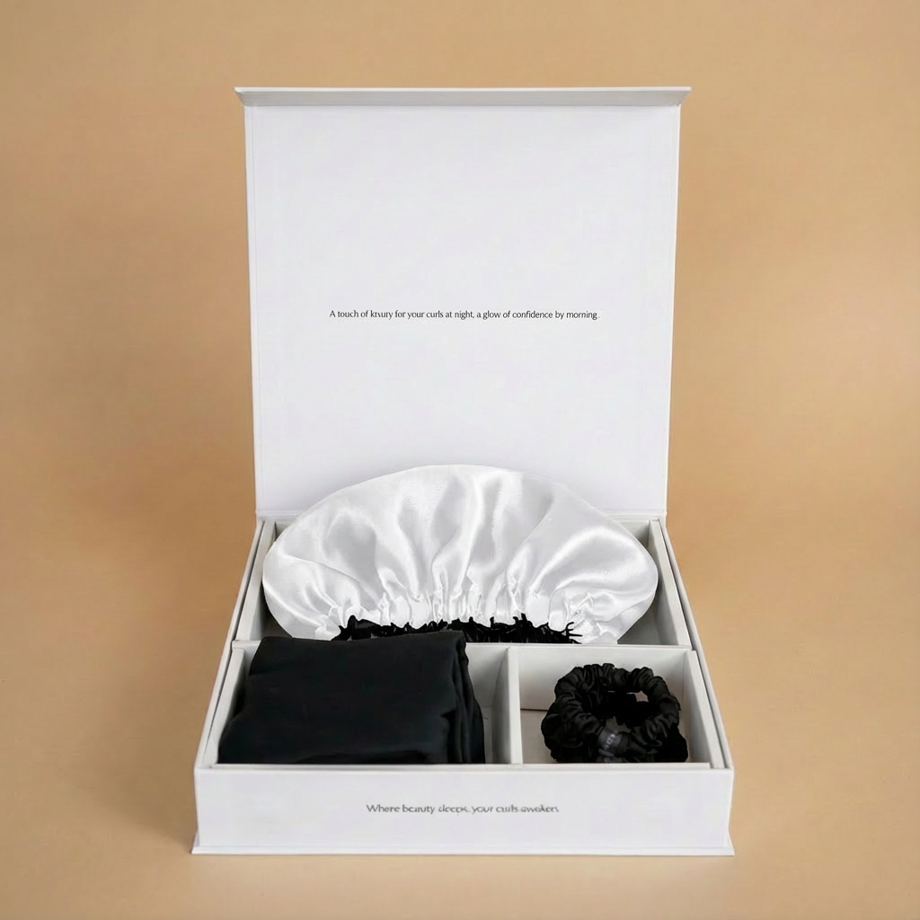 SARI CURLS | Schlaf- und Satin Box - Cloud/Onyx