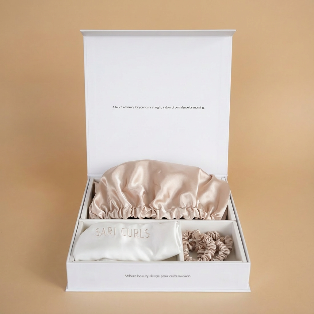 SARI CURLS | Schlaf- und Satin Box - Cream / White
